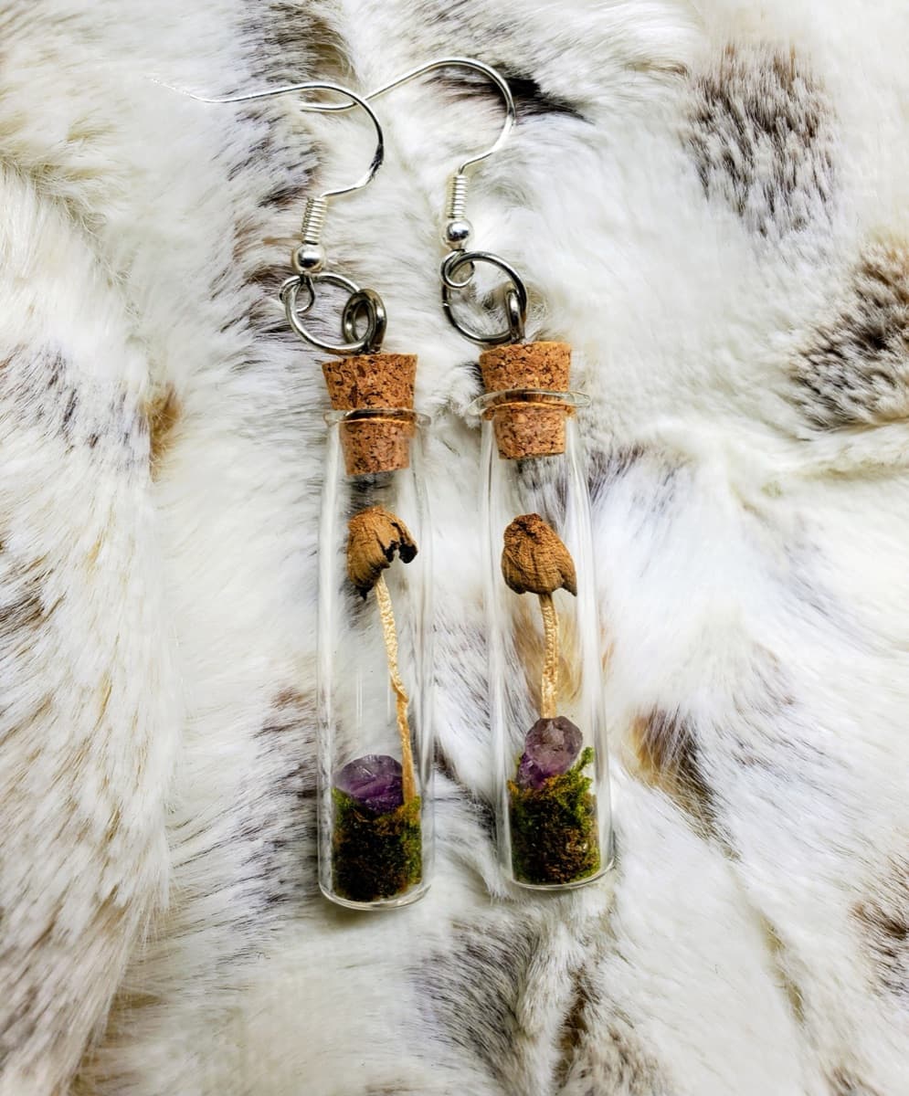 Inky cap mushroom earrings